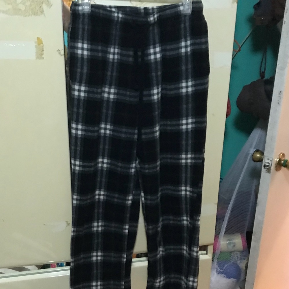 Black and white plaid pj pants